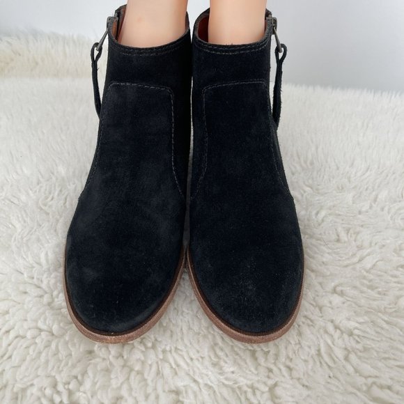 Madewell The Janice Ankle Boots Black Suede All Leather 2” Heel Women 8.5 - Picture 3 of 9